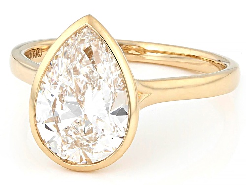 Prazana® Lab-Grown Diamonds 3.00ct Pear Shape Diamond 14K Yellow Gold Solitaire Ring, F VS2 - Size 8