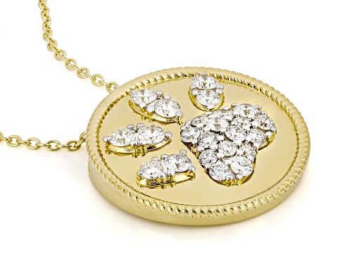 Prazana® Lab-Grown Diamonds 1.00ctw Diamond 18K Yellow Gold Over Silver Paw Print Pendant, G-H VS