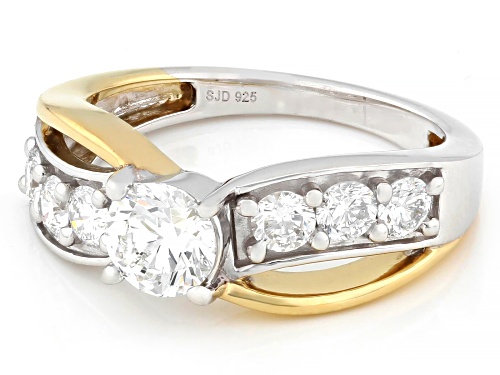 Prazana® Lab-Grown Diamonds 1.40ctw Diamond Rhodium and 14K Yellow Gold Over Silver Ring, H SI - Size 7