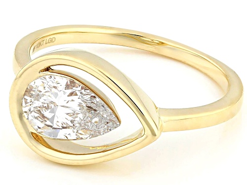 Luminescence by Prazana® Lab-Grown Diamonds 1.00ct Floating Pear Diamond 10K Yellow Gold Ring, G VS2 - Size 6