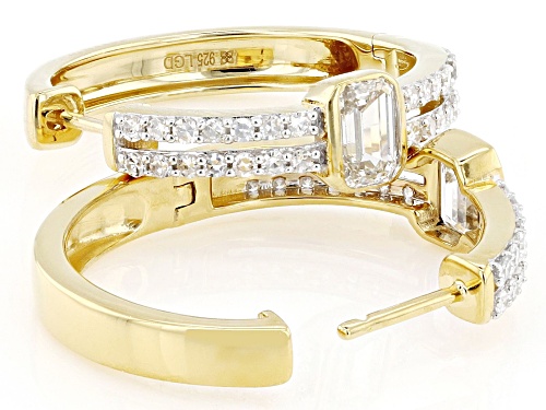 Prazana® Lab-Grown Diamonds 1.50ctw Emerald Cut and Round Diamond 14K YG Over Silver Earrings, H SI