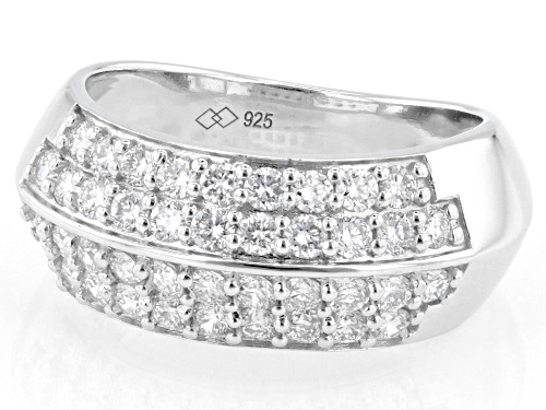 Prazana® Lab-Grown Diamonds 1.10ctw Round Diamond Rhodium Over Sterling Silver Ring, G-H VS - Size 6