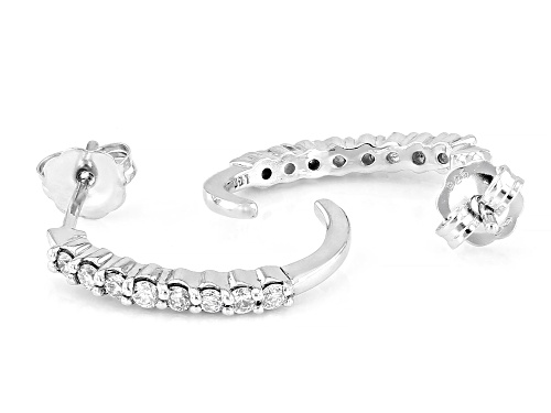 Prazana® Lab-Grown Diamonds 0.25ctw Round Diamond Rhodium Over Sterling Silver J-Hoop Earrings, H SI