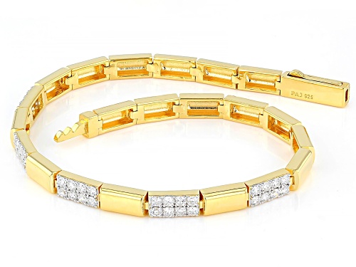 Prazana® Lab-Grown Diamonds 1.00ctw Round Diamond 18K Yellow Gold Over Silver Tennis Bracelet G-H SI - Size 8