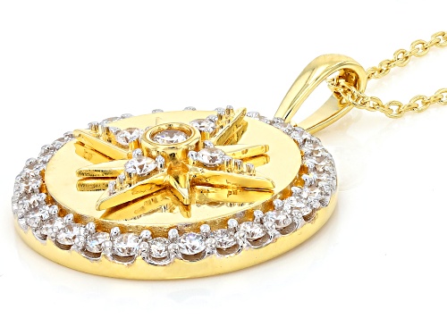 Prazana® Lab-Grown Diamonds 1.00ctw Round Diamond 14K Yellow Gold Over Silver Pendant W/Chain G-H VS