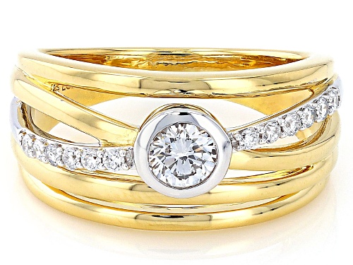 Prazana® Lab-Grown Diamonds 0.50ctw Diamond Rhodium and 14K Gold Over Sterling Silver Ring, H SI - Size 8