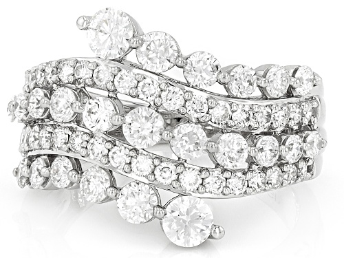 Prazana® Lab-Grown Diamonds 2.00ctw Round Diamond Rhodium Over Sterling Silver Bypass Ring, H SI - Size 7