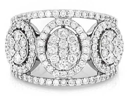Prazana® Lab-Grown Diamonds 1.50ctw Round Diamond Rhodium Over Sterling Silver Cluster Ring, H SI - Size 9
