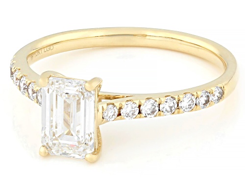 Prazana® Lab-Grown Diamonds Certified 1.25ctw Emerald Cut & Round Diamond 10K Gold Ring, H SI2 - Size 7