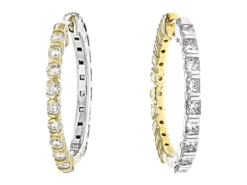 Prazana® Lab-Grown Diamonds 1.60ctw Diamond Reversible 14K 2-Tone Gold Hoop Earrings, F SI
