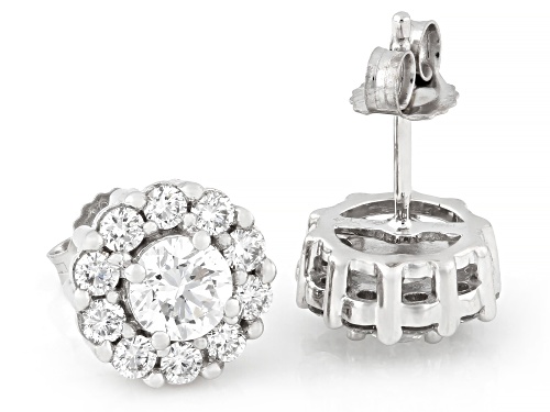 Prazana® Lab-Grown Diamonds 1.50ctw Round White Diamond 10K White Gold Halo Stud Earrings, G-H SI
