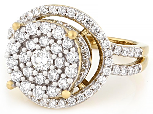 Prazana® Lab-Grown Diamonds 1.35ctw Round White Diamond 14K Yellow Gold Over Silver Ring, G-H SI - Size 7