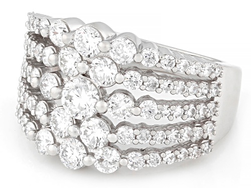 Prazana® Lab-Grown Diamonds 2.10ctw Round White Diamond Rhodium Over Sterling Silver Ring, G-H SI - Size 9
