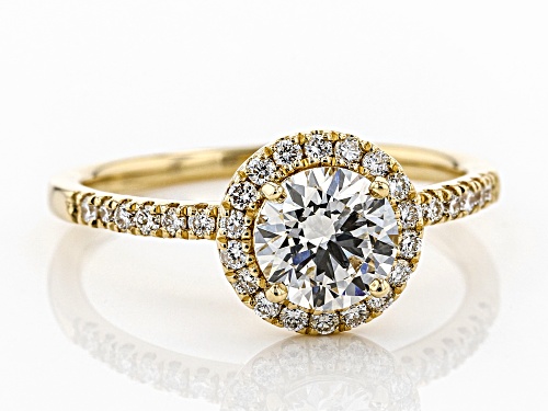 1.29ctw Round White Lab-Grown Diamond 14K Yellow Gold Halo Ring - Size 6