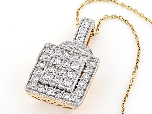 .59ctw Round White Lab-Grown Diamond 14K Yellow Gold Pendant with 18 inch Rope Chain
