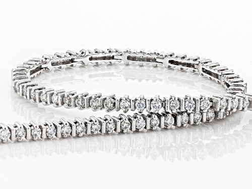 1.02ctw Round White Lab-Grown Diamond 14K White Gold Bracelet - Size 7.25