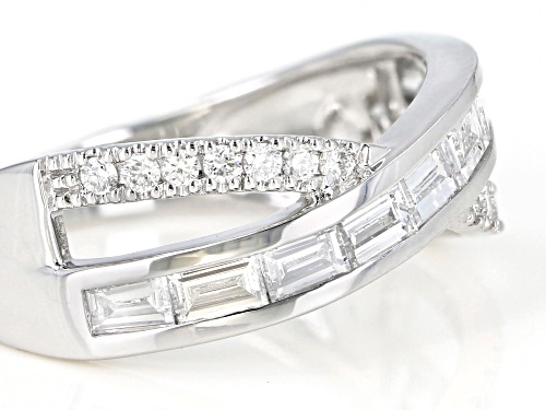 0.81ctw Baguette And Round White Lab-Grown Diamond 14K White Gold Ring - Size 5