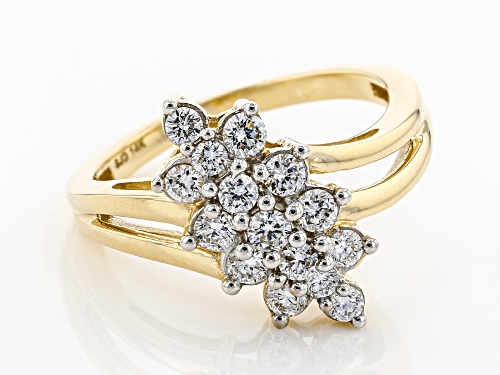 0.65ctw Round White Lab-Grown Diamond 14k Yellow Gold Cluster Ring - Size 7