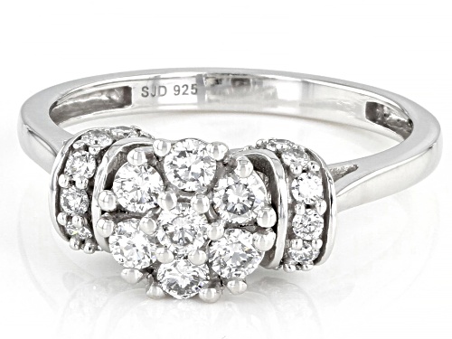Prazana® Lab-Grown Diamonds 0.60ctw White Diamond Rhodium Over Sterling Silver Cluster Ring, G-H SI - Size 9