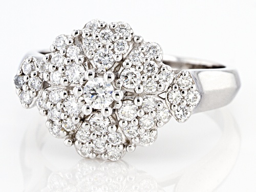 0.75ctw Round White Lab-Grown Diamond 14k White Gold Floral Cluster Ring - Size 8
