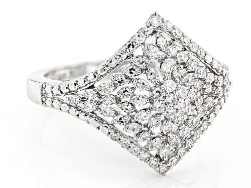 Prazana® Lab-Grown Diamonds 0.50ctw White Diamond Rhodium Over Sterling Silver Cluster Ring - Size 7