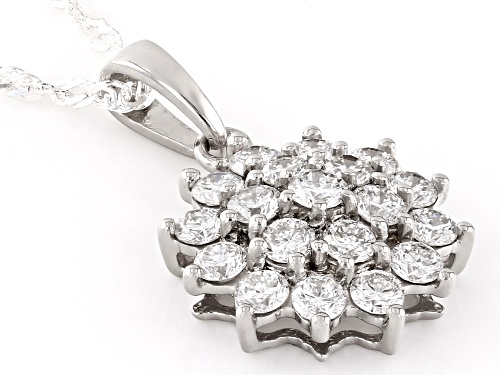 Prazana® Lab-Grown Diamond 0.97ctw White Lab-Grown Diamond Rhodium Over Sterling Silver Pendant