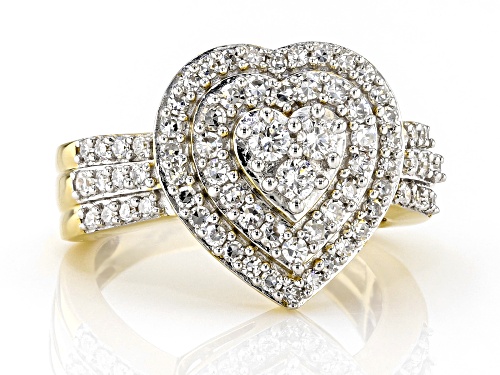 Prazana® Lab-Grown Diamonds 1.00ctw Lab-Grown Diamond 14k Yellow Gold Over Silver Heart Ring, H SI - Size 6