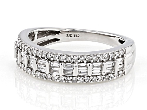 Prazana® Lab-Grown Diamonds 0.50ctw Lab-Grown Diamond Rhodium Over Sterling Silver Band Ring, H SI - Size 7