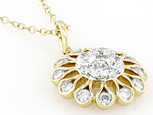Prazana® Lab-Grown Diamonds 1.00ctw Lab-Grown Diamond 14k Yellow Gold Over Silver Pendant, G SI