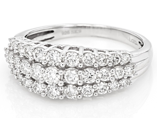 Prazana® Lab-Grown Diamonds 1.00ctw White Diamond Rhodium Over Silver Ring, F SI - Size 8