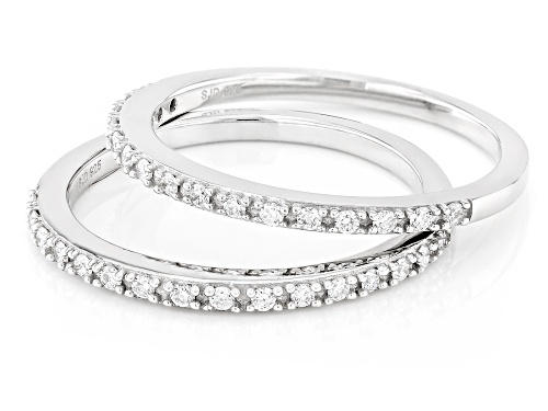 Prazana® Lab-Grown Diamonds 0.25ctw White Diamond Rhodium Over Silver Set of 2 Band Rings, H SI - Size 9