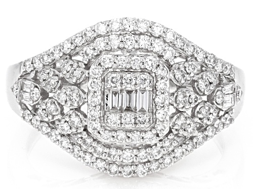 Prazana® Lab-Grown Diamonds 0.66ctw White Diamond Rhodium Over Sterling Silver Ring, H SI - Size 8