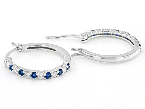 Prazana® Lab-Grown Diamonds 0.96ctw Lab Sapphire & White Diamond Rhodium Over Silver Earrings