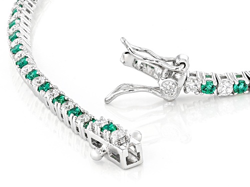 Prazana® Lab-Grown Diamonds 2.70ctw Lab Emerald And White Diamond Rhodium Over Silver Bracelet - Size 7.25