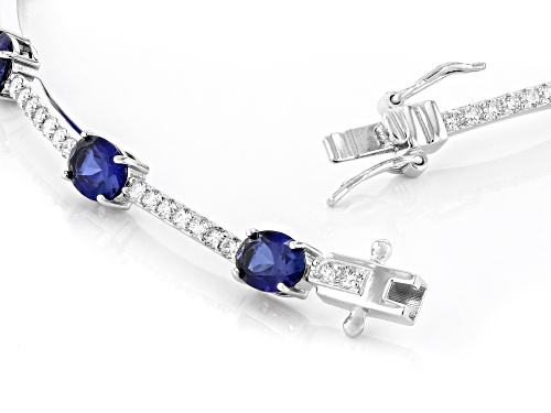 Prazana® Lab-Grown Diamonds 8.92ctw Lab Sapphire And Lab-Grown Diamond Rhodium Over Silver Bracelet - Size 7.25