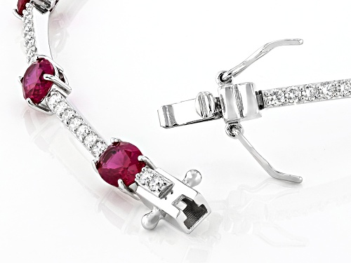 Prazana® Lab-Grown Diamonds 8.30ctw Lab Created Ruby And White Diamond Rhodium Over Silver Bracelet - Size 7.25