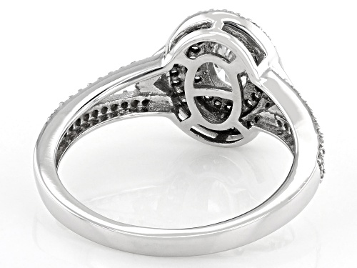Prazana® Lab-Grown Diamonds 0.65ctw White Diamond Rhodium Over Sterling Silver Halo Ring, H SI - Size 7