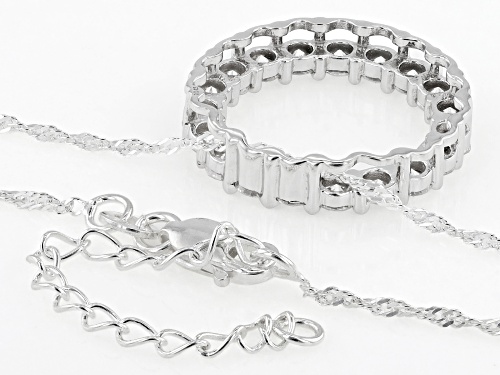 Prazana® Lab-Grown Diamonds 1.90ctw White Diamond Rhodium Over Silver Slide Pendant, H SI