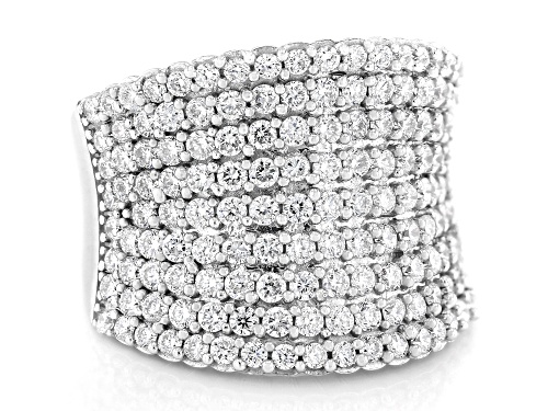 Prazana® Lab-Grown Diamonds 2.20ctw White Diamond Rhodium Over Silver Multi-Row Ring, H SI - Size 6