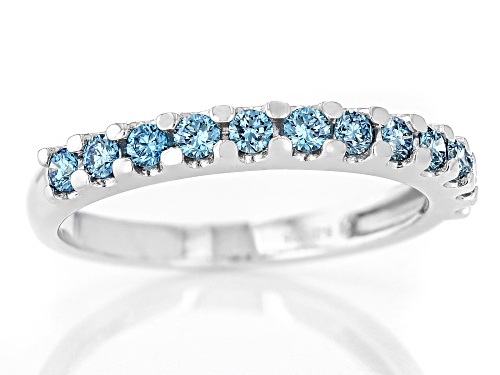 Prazana® Lab-Grown Diamonds 0.45ctw Blue Diamond Rhodium Over Sterling Silver Ring, SI - Size 7