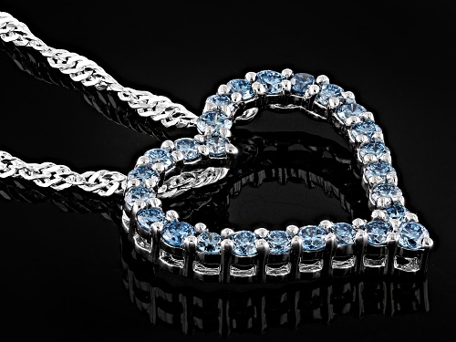 Prazana® Lab-Grown Diamonds 0.55ctw Blue Diamond Rhodium Over Sterling Silver Pendant, SI
