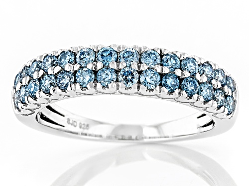 Prazana® Lab-Grown Diamonds 0.85ctw Blue Diamond Rhodium Over Sterling Silver Ring, SI - Size 6