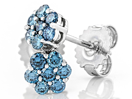 Prazana® Lab-Grown Diamonds 0.55ctw Blue Diamond Rhodium Over Sterling Silver Earrings, SI