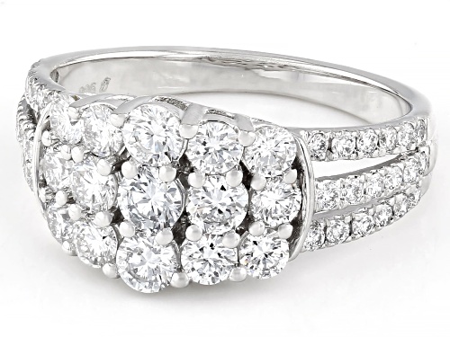 Prazana® Lab-Grown Diamonds 1.50ctw White Diamond Rhodium Over Silver Pyramid Ring, H SI - Size 6