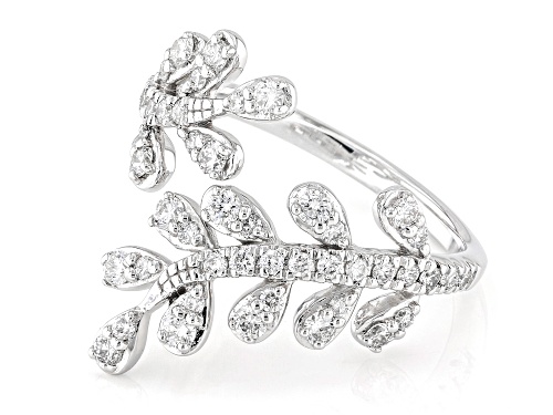 Prazana® Lab-Grown Diamonds 0.65ctw White Diamond Rhodium Over Sterling Bypass Silver Ring, H SI - Size 10