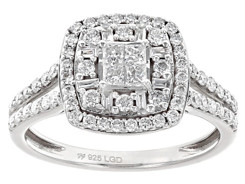 Prazana® Lab-Grown Diamonds 1.00ctw White Diamond Rhodium Over Sterling Silver Ring Set, H SI1 - Size 7