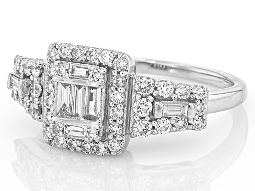 Prazana® Lab-Grown Diamonds 0.85ctw White Diamond Rhodium Over Sterling Silver Ring, H SI1 - Size 7