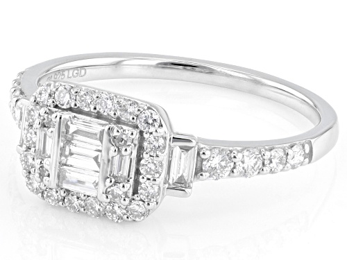 Prazana® Lab-Grown Diamonds 0.60ctw White Diamond Rhodium Over Sterling Silver Ring, H SI1 - Size 7