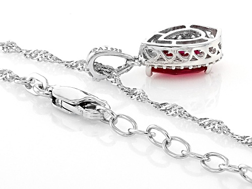 Prazana® Lab-Grown Diamonds 1.52ctw Lab Created Ruby and White Diamond Rhodium Over Silver Pendant