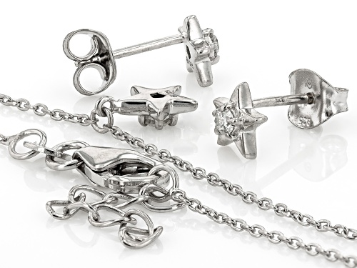 Prazana® Lab-Grown Diamonds 0.19ctw White Diamond Rhodium Over Silver Necklace And Earring Set, H SI
